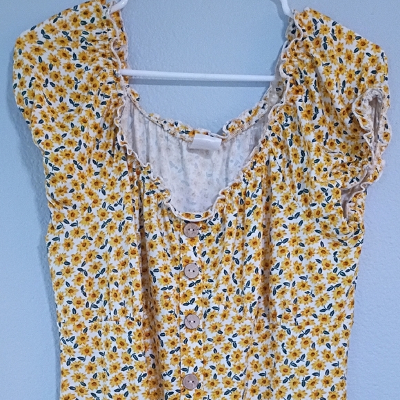No Boundaries Yellow Floral Mini Dress - Picture 2 of 4